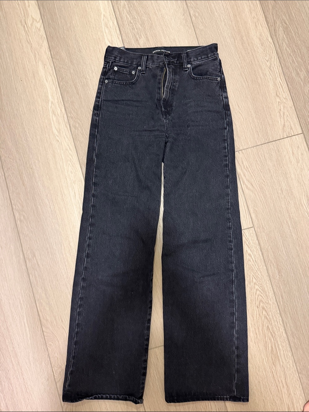 Denim Forum The Farrah High-Rise Black Wide Leg Jeans